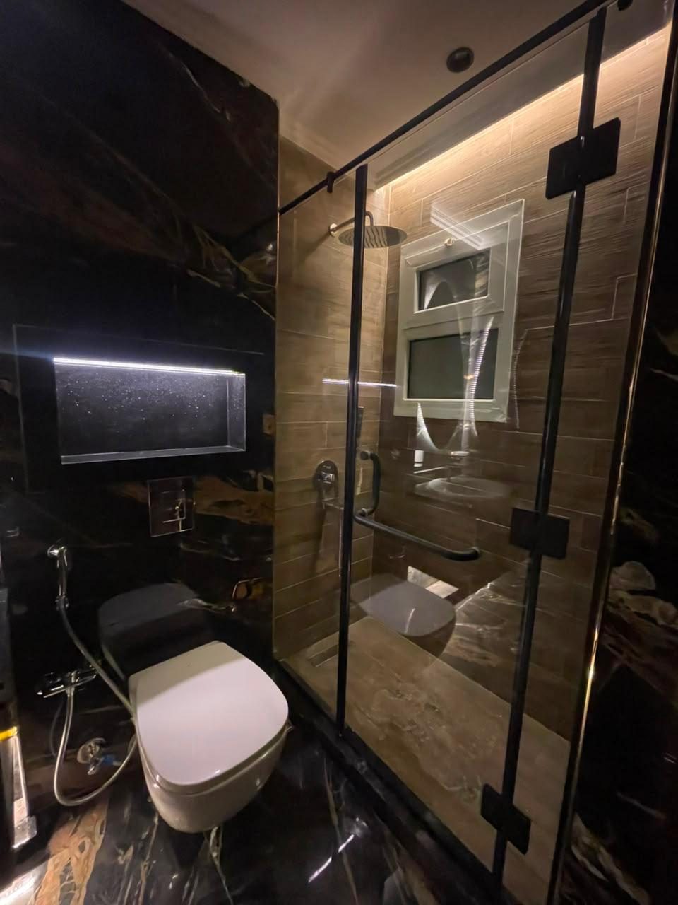 Bright Interiors finishing work: bathroom glass shower