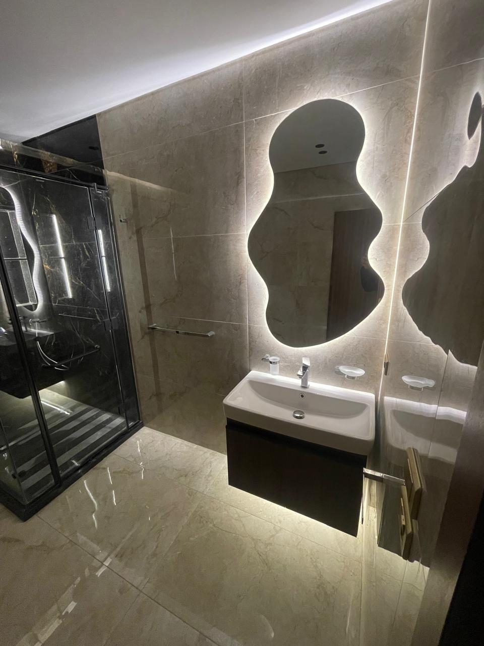 Bright Interiors finishing work: bathroom led mirror