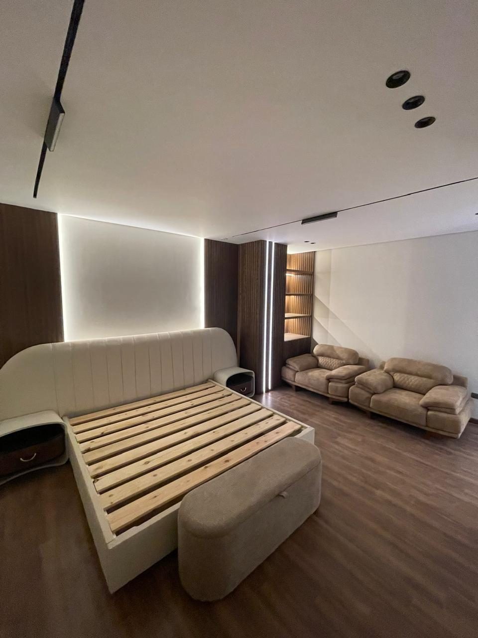 Bright Interiors finishing work: bedroom wood floor