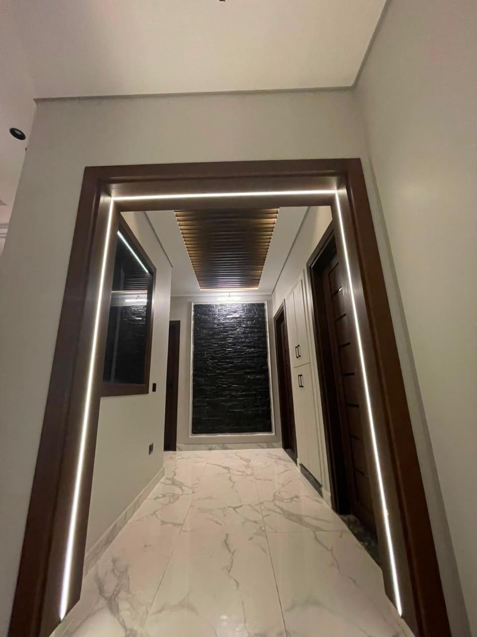 Bright Interiors finishing work: corridor led frame
