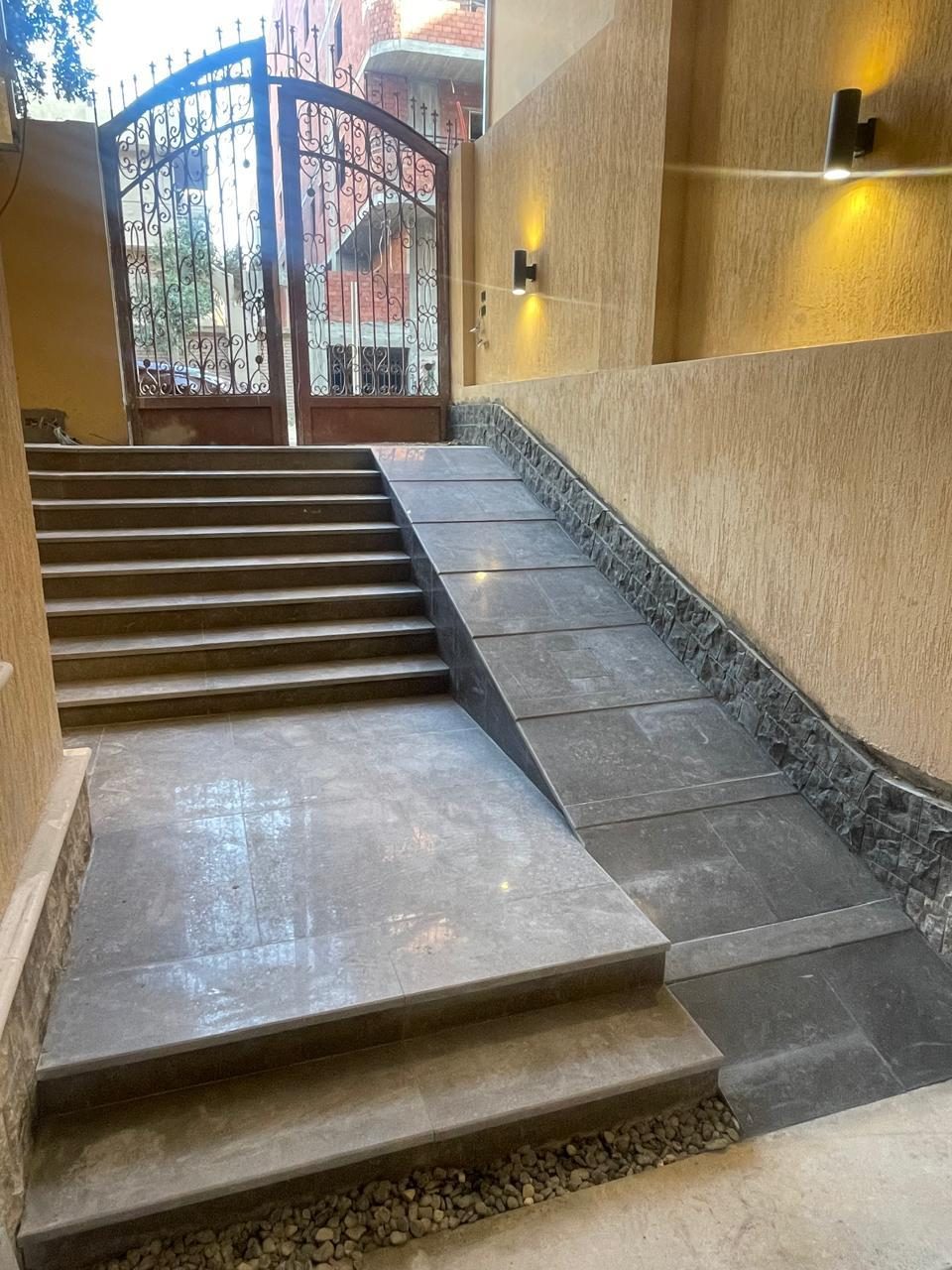 Bright Interiors finishing work: entrance ramp stairs